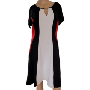 Studio One New York Dress Colorblock White Black Red zipper short sleeves Sz 10